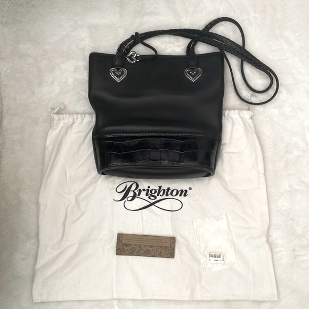 Brighton Vintage Caroline Black Leather Bucket Handbag